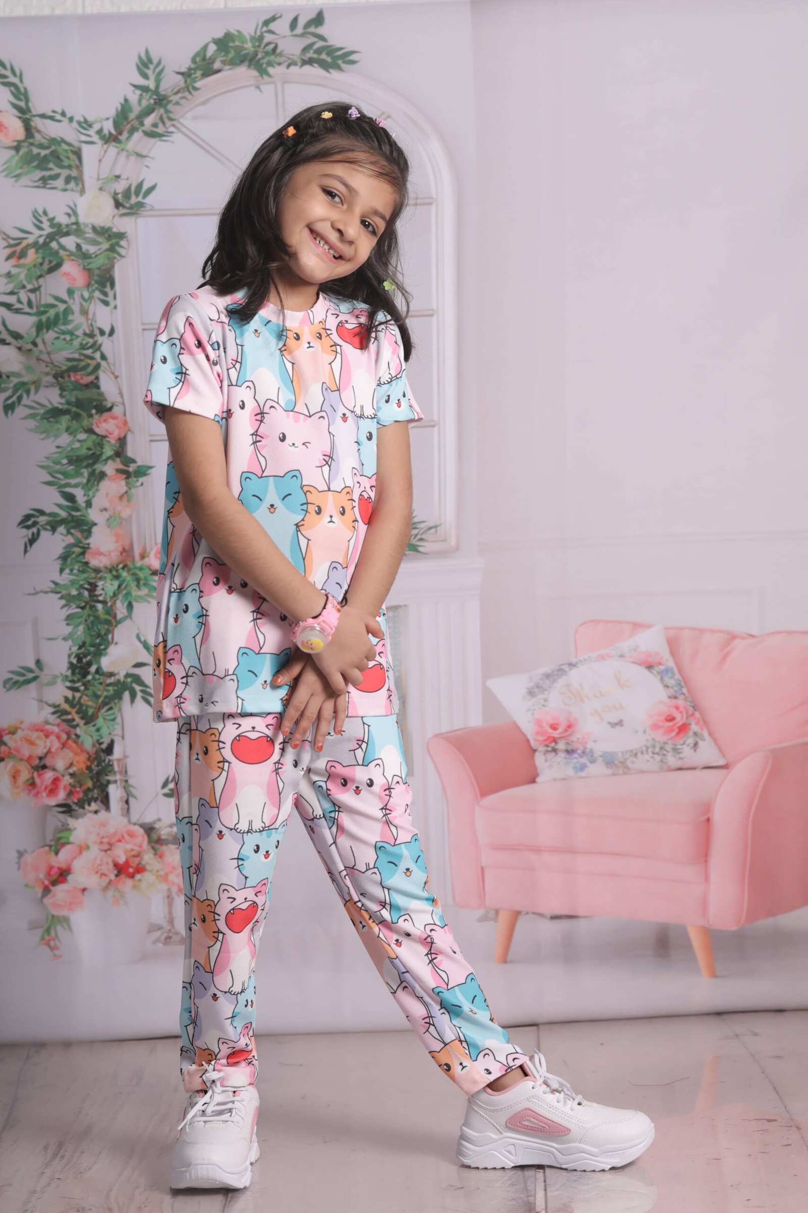 Heticlex Pack of 1 Girls Cotton Blend Nightsuit Set ( Multicolor 1 )