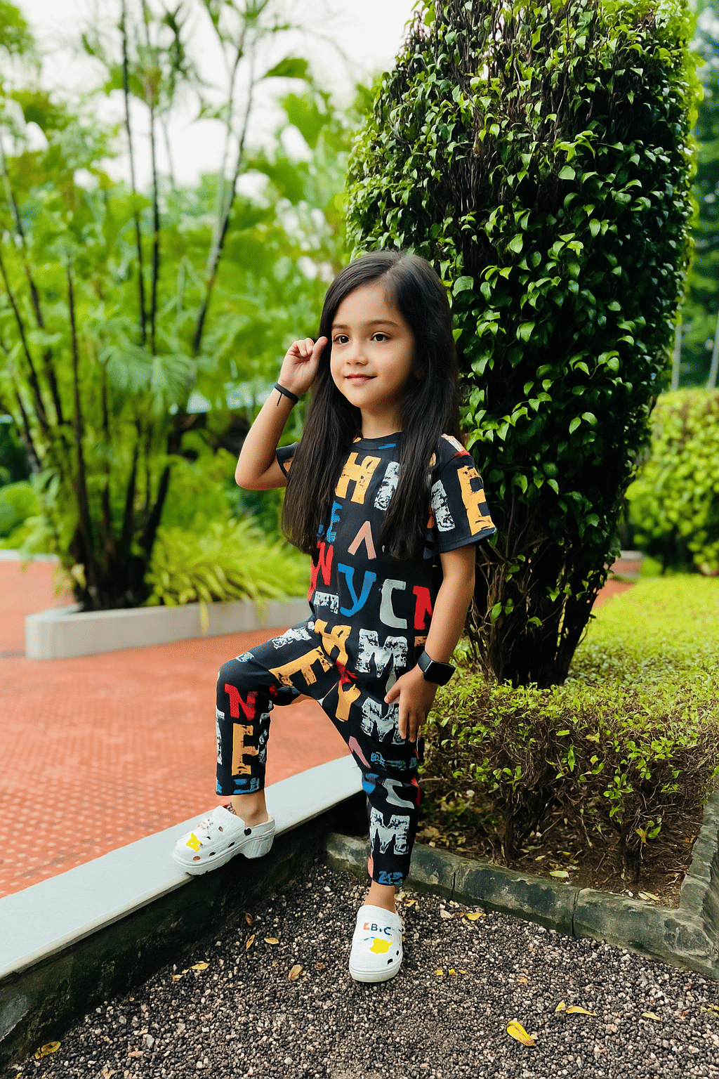 Heticlex Pack of 1 Girls Cotton Blend Nightsuit Set ( Black ) - Image 2