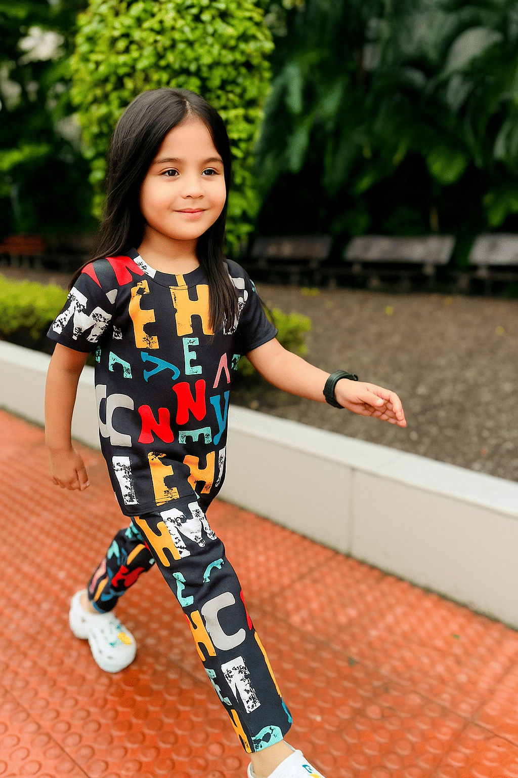 Heticlex Pack of 1 Girls Cotton Blend Nightsuit Set ( Black ) - Image 3