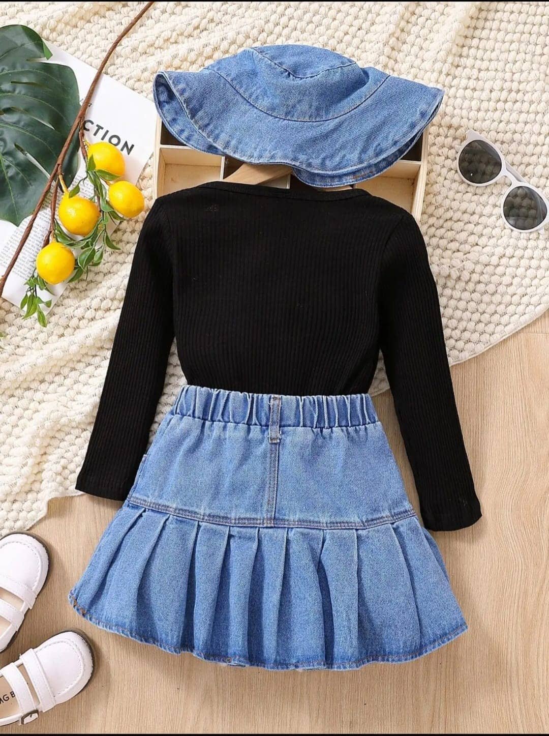 Naina Dresses Girls Cotton T-shirt & Skirt Set ( Blue , Pack of 1 ) - Image 2