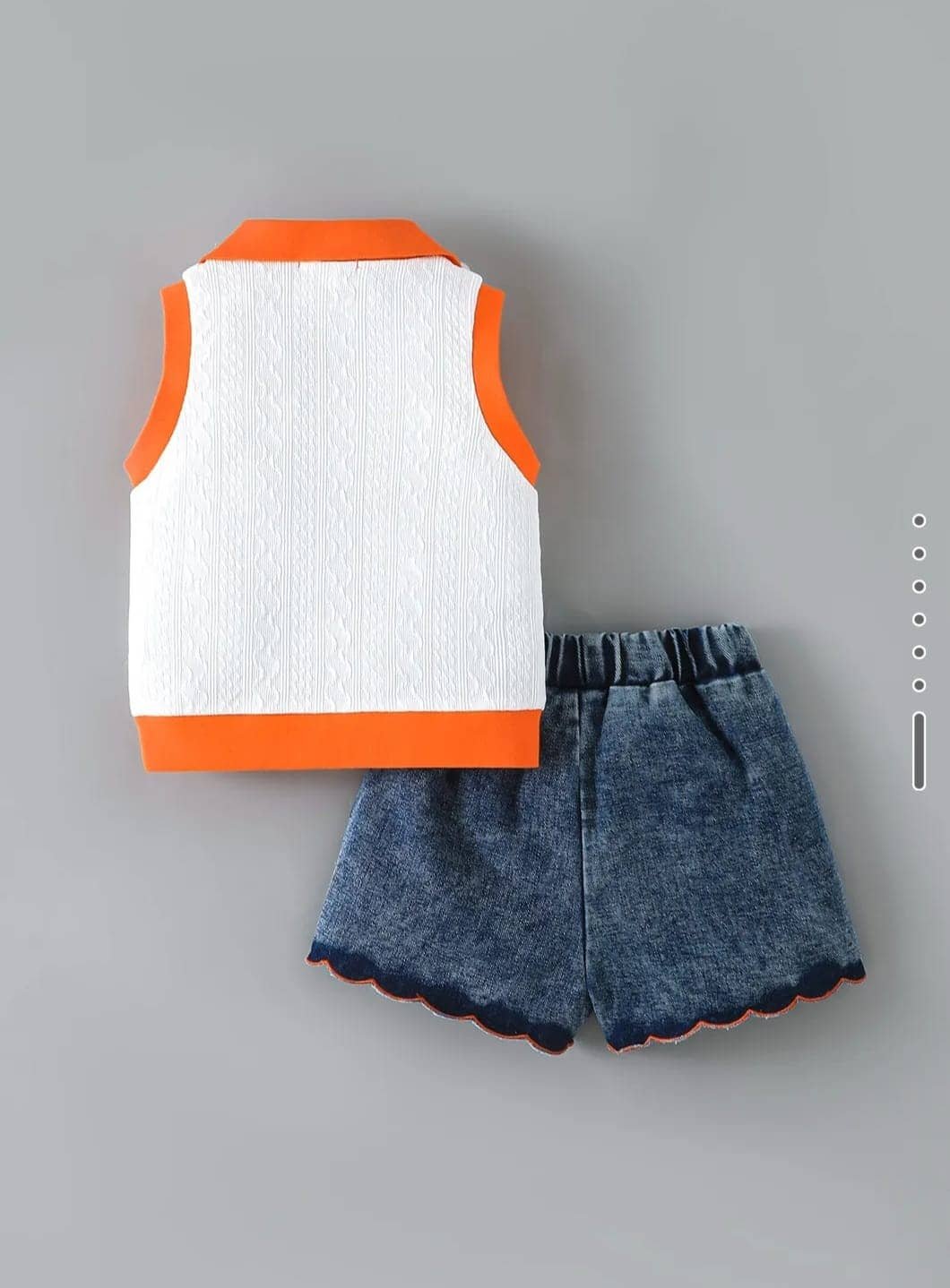 Naina Dresses Girls Denim T-shirt & Shorts Set ( White & Blue , Pack of 1 ) - Image 2