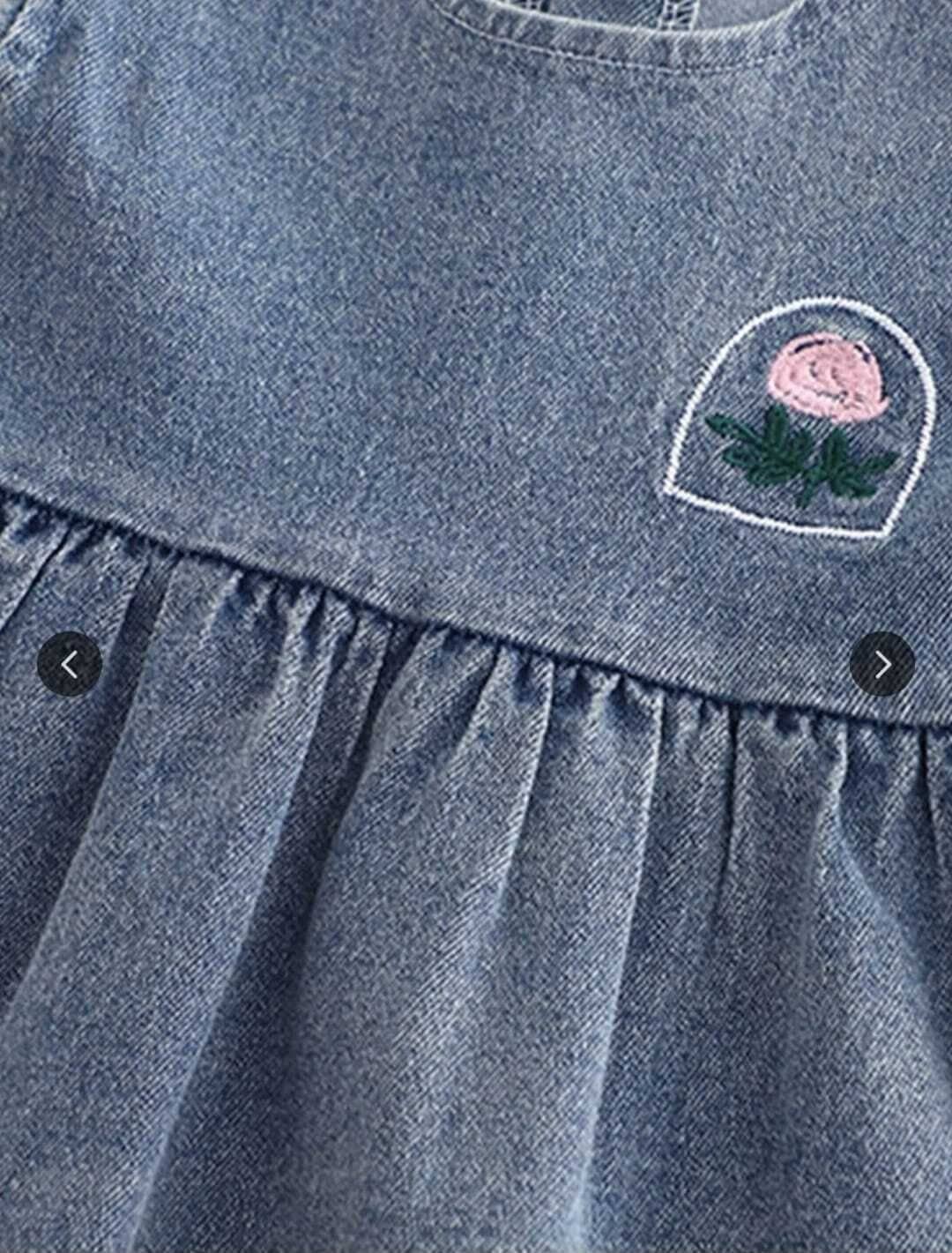 Naina Dresses Pack of 1 Girls Denim Frock and Trackpant Set ( Light Blue ) - Image 4