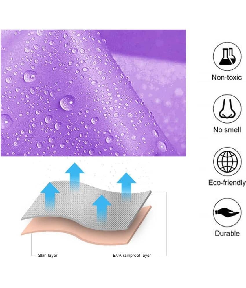 Kid's Reusable Rain Poncho Raincoat| Rain Jackets Long with Hood Purple Color Raincoat pack of 1_9 - 10 Years - Image 5
