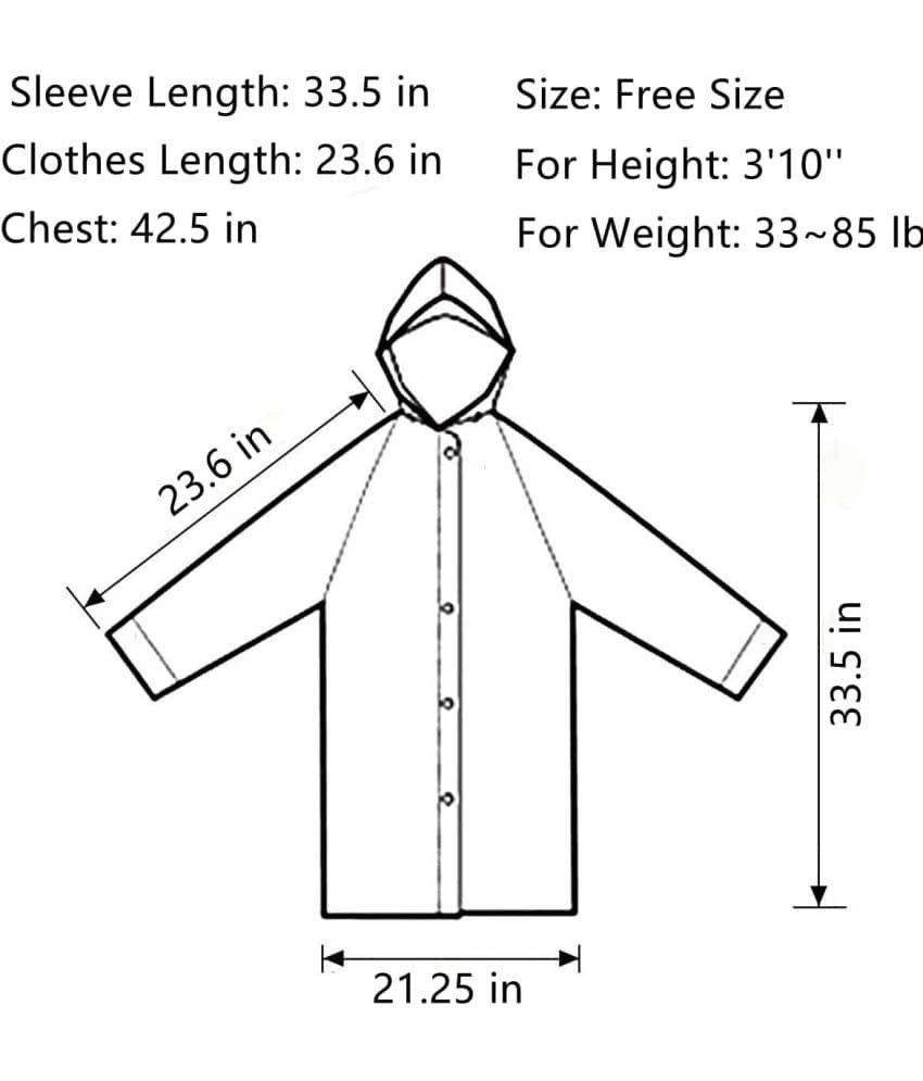 Kid's Reusable Rain Poncho Raincoat| Rain Jackets Long with Hood Pink Color Raincoat pack of 1_9 - 10 Years - Image 2
