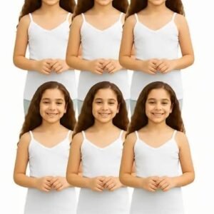 Pack of 6 Baby Girls Cotton Camisoles ( White )