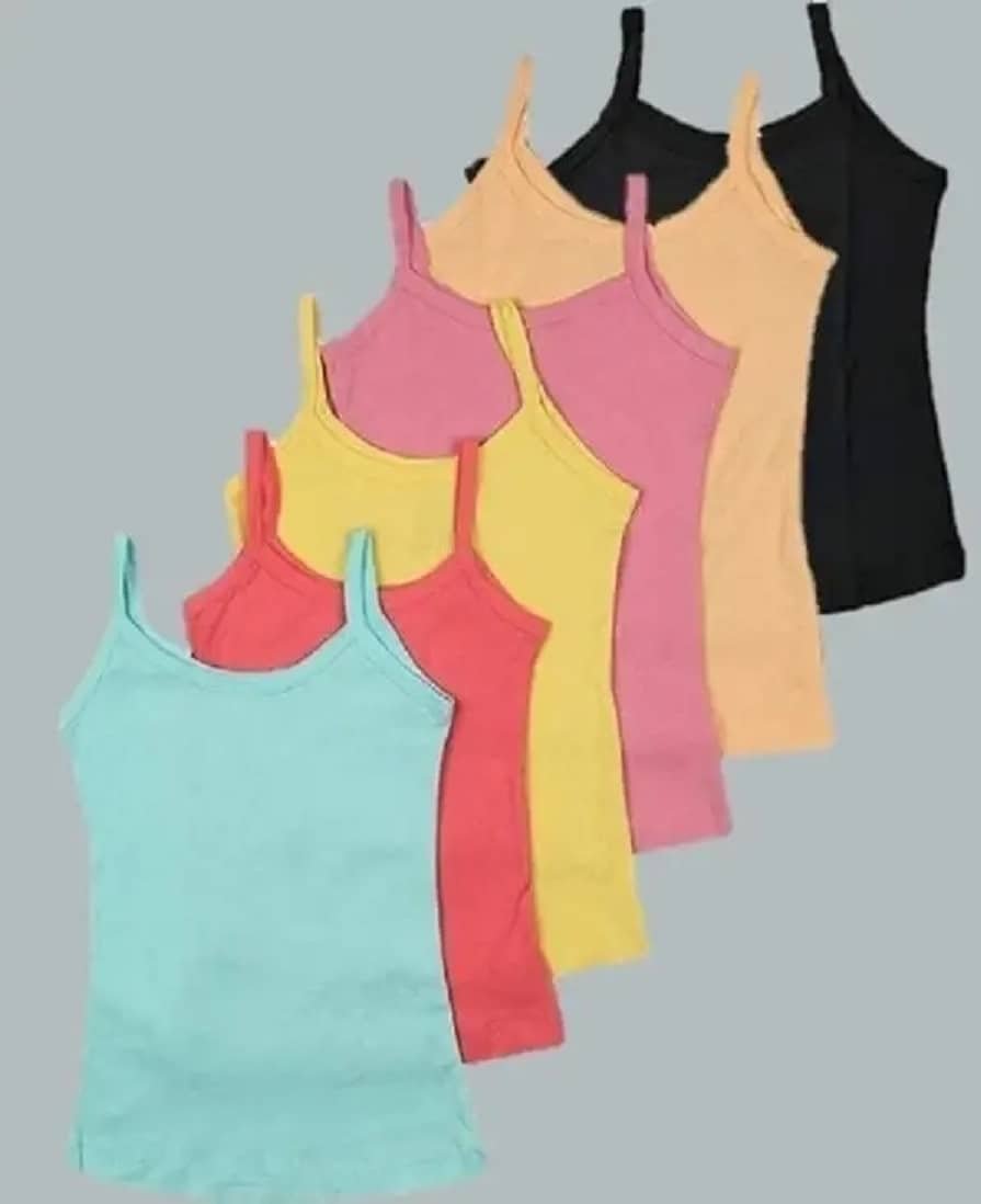 Pack of 6 Girls Cotton Camisoles ( Multicolor )