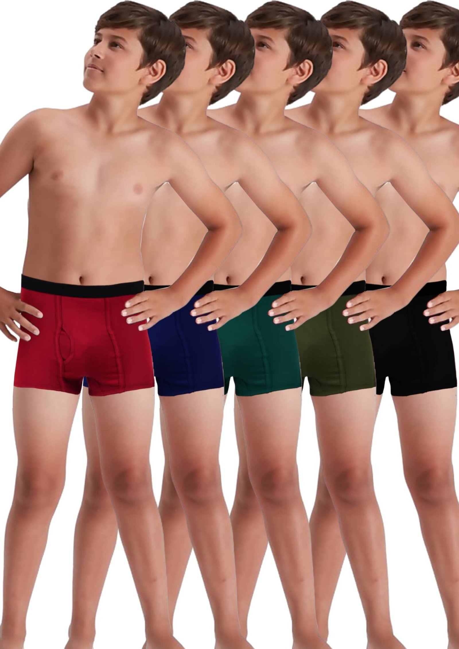 Inner Element Pack of 5 Boys Cotton Trunks ( Multicolor 1 )
