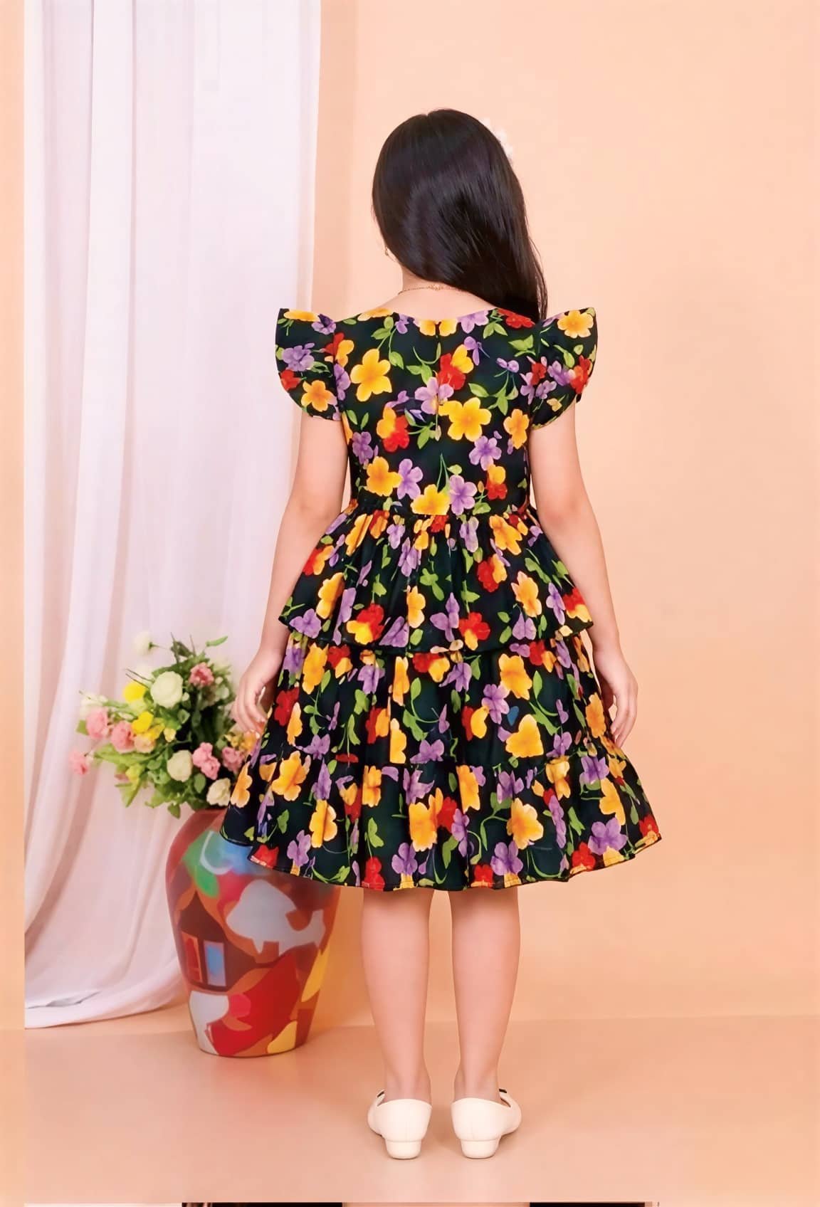 Cotton Blend Frock For Girls ( Pack of 1 , Multicolor 1 ) - Image 2