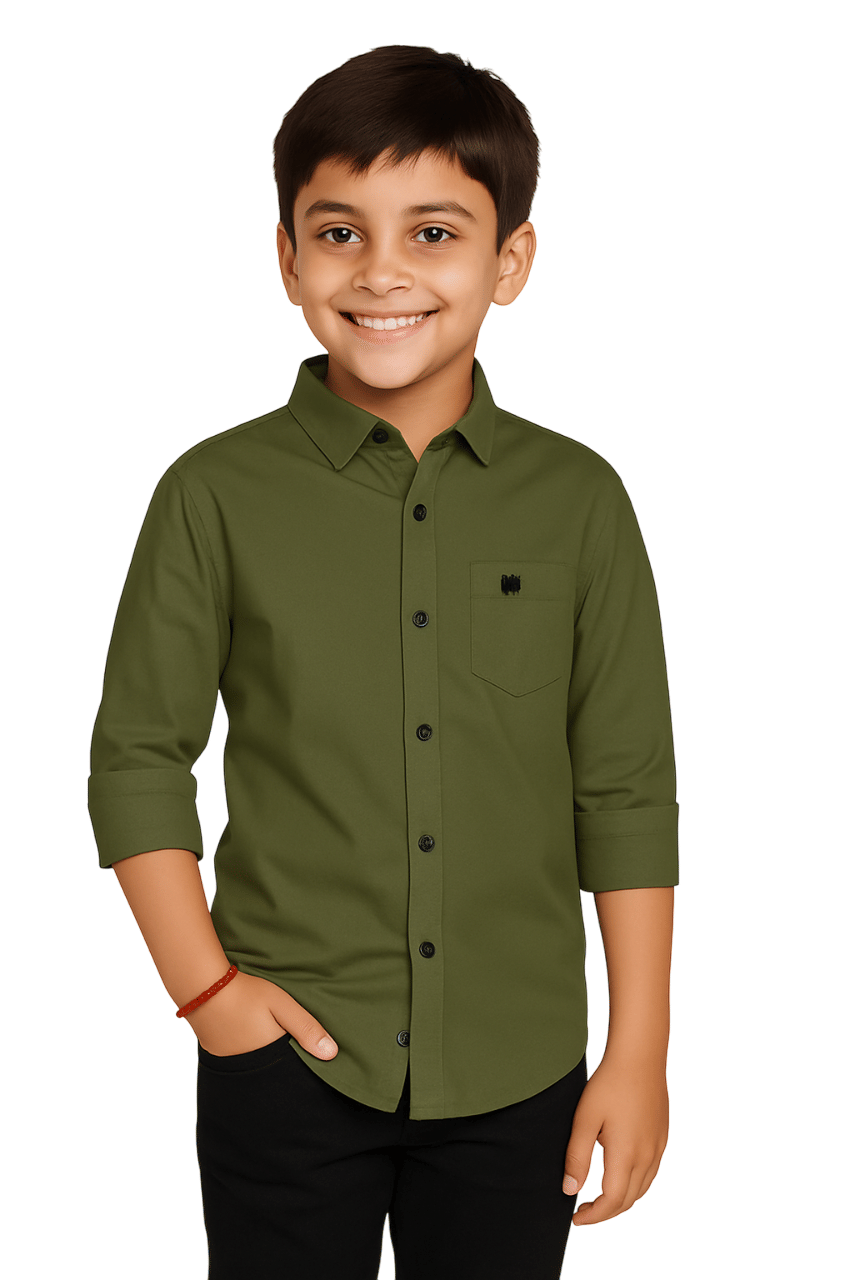 Pack of 1 Boys Cotton Blend Full Sleeves Shirt ( Green )