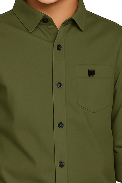 Pack of 1 Boys Cotton Blend Full Sleeves Shirt ( Green ) - Image 3