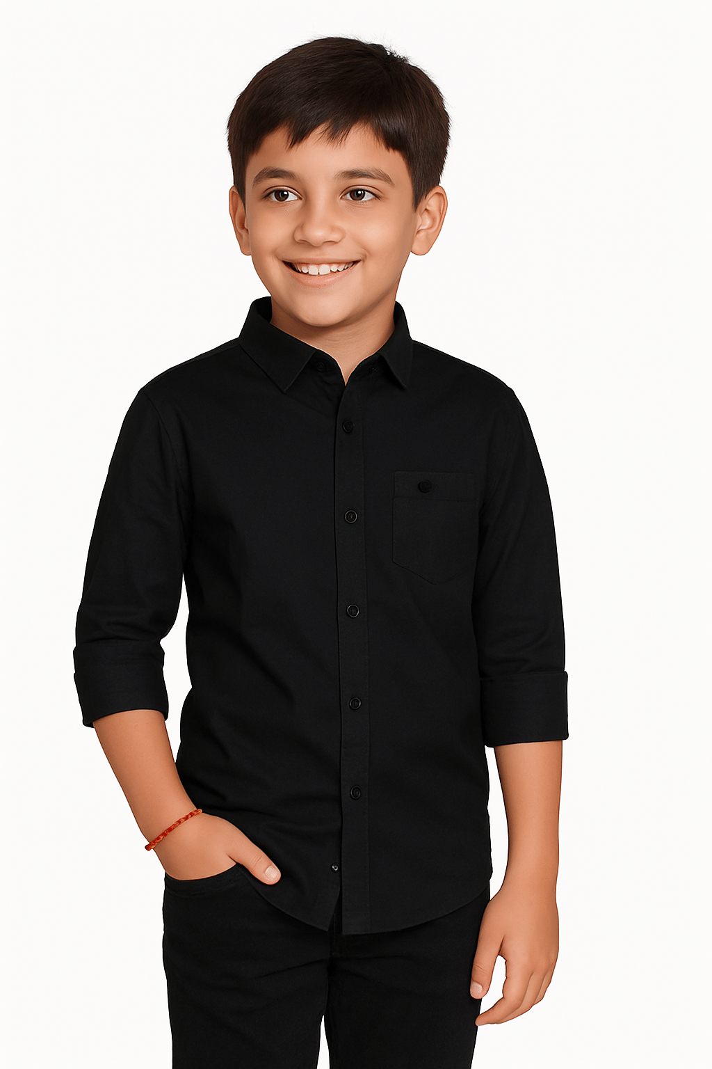 Pack of 1 Boys Cotton Blend Full Sleeves Shirt ( Black )