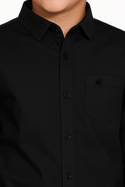Pack of 1 Boys Cotton Blend Full Sleeves Shirt ( Black ) - Image 3