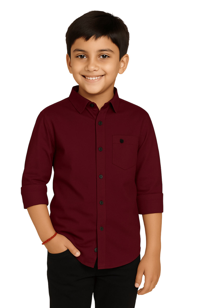 Pack of 1 Boys Cotton Blend Full Sleeves Shirt ( Red )
