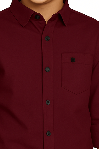 Pack of 1 Boys Cotton Blend Full Sleeves Shirt ( Red ) - Image 3