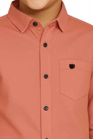 Pack of 1 Boys Cotton Blend Full Sleeves Shirt ( Peach ) - Image 3