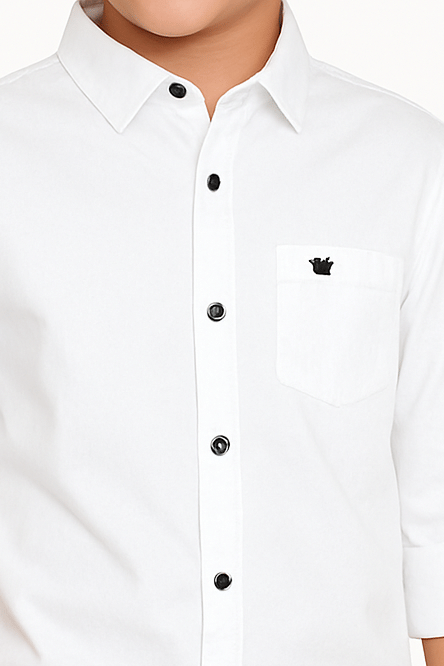 Pack of 1 Boys Cotton Blend Full Sleeves Shirt ( White ) - Image 3