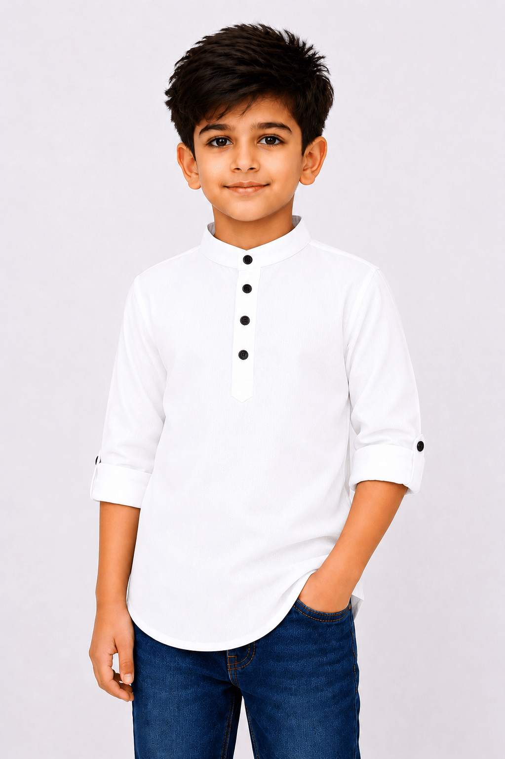 Pack of 1 Boys Cotton Blend Full Sleeves Shirt ( White )