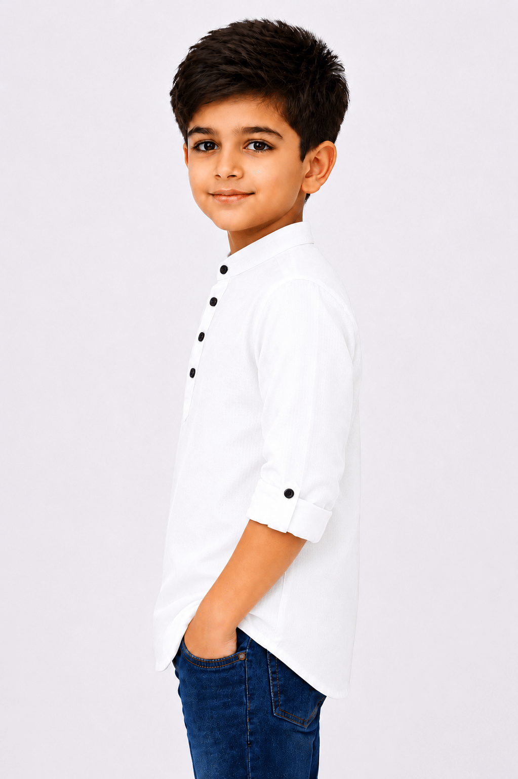 Pack of 1 Boys Cotton Blend Full Sleeves Shirt ( White ) - Image 3