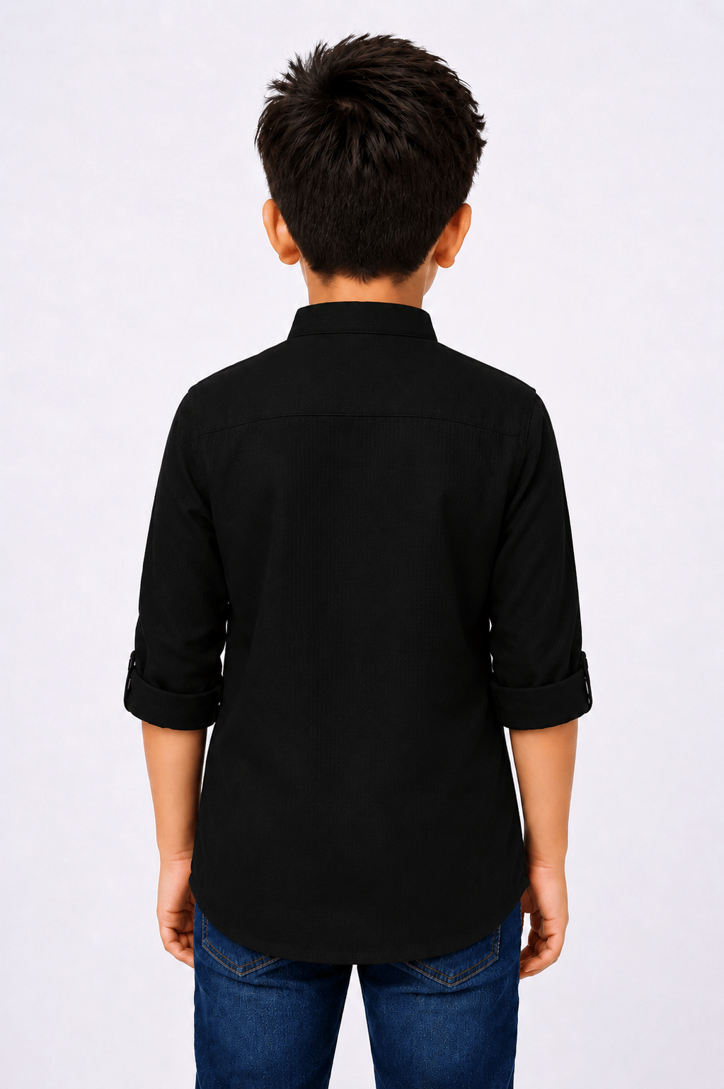 Pack of 1 Boys Cotton Blend Full Sleeves Shirt ( Black ) - Image 2