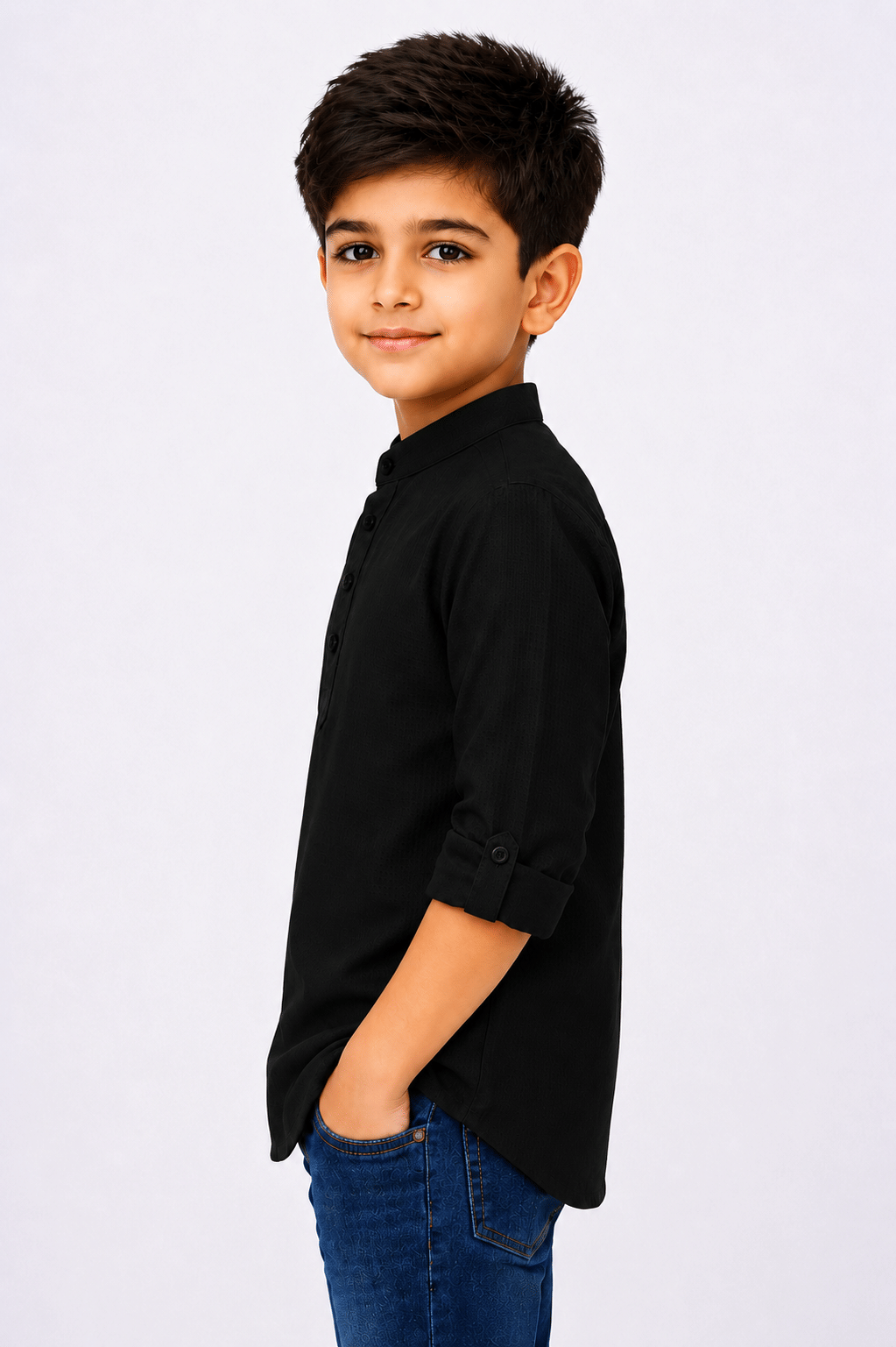 Pack of 1 Boys Cotton Blend Full Sleeves Shirt ( Black ) - Image 3