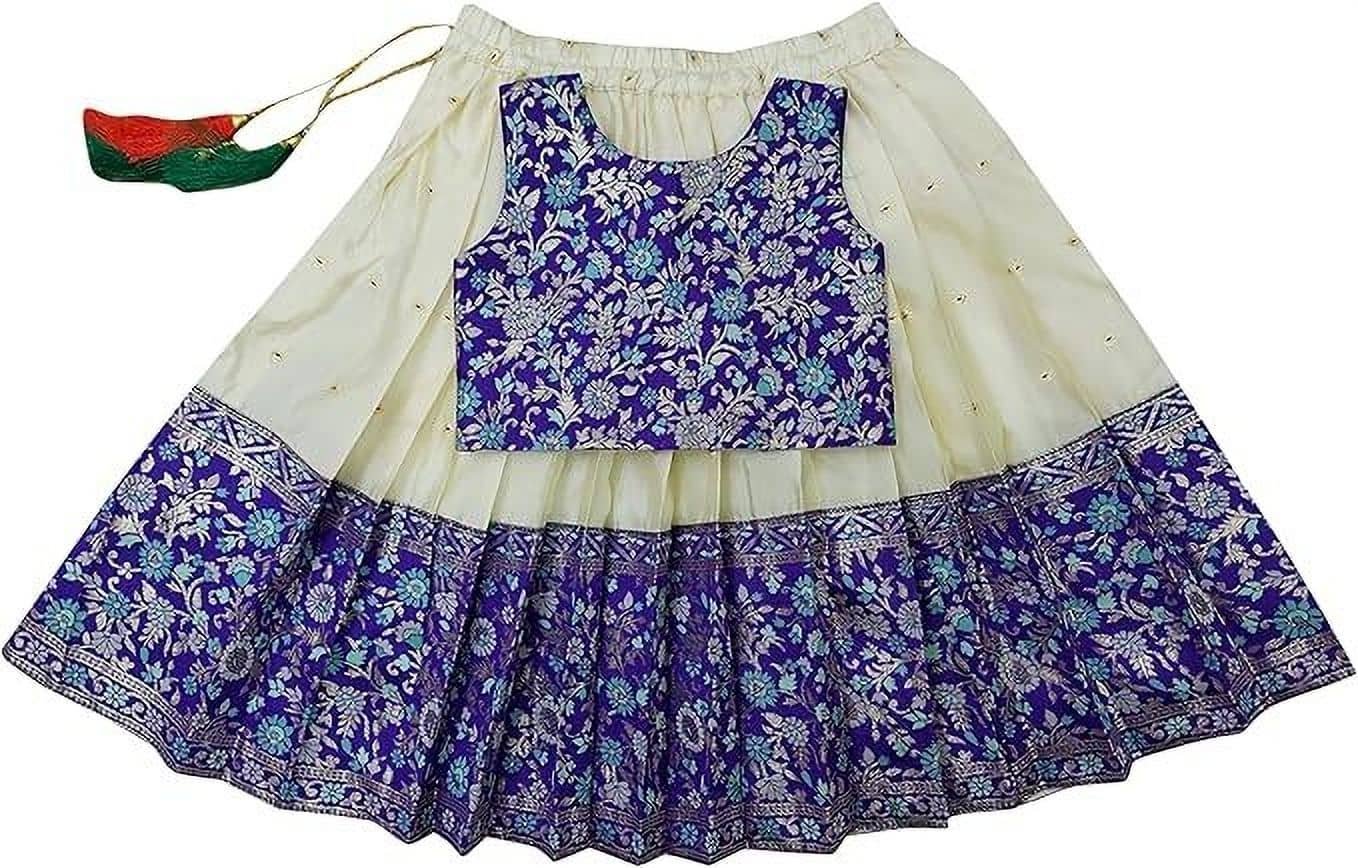 Jacquard Lehenga Choli Set For Girls ( Pack of 1 , Navy Blue ) - Image 4