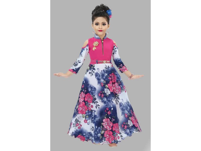 Crepe Frock For Girls ( Pack of 1 , Pink )