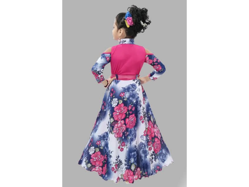 Crepe Frock For Girls ( Pack of 1 , Pink ) - Image 2
