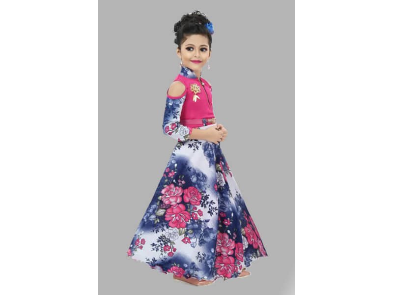 Crepe Frock For Girls ( Pack of 1 , Pink ) - Image 3