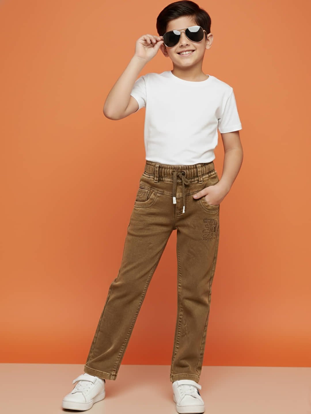 Pack of 1 Boys Cotton Blend Jeans ( Yellow ) - Image 5