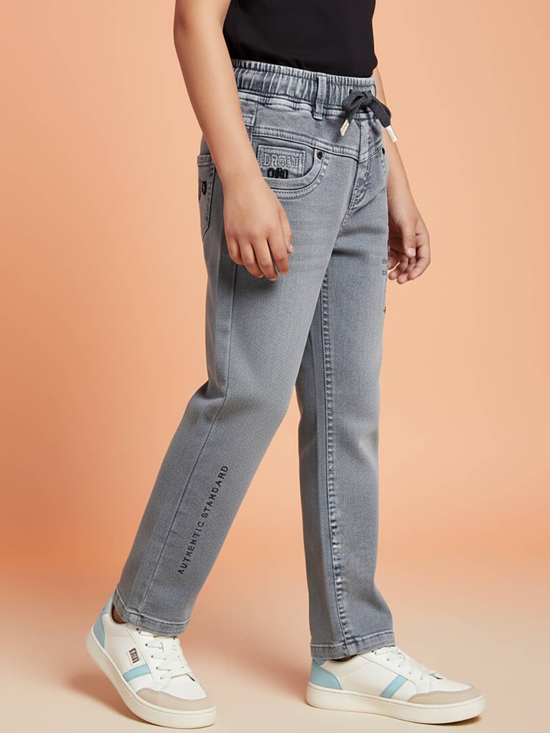 Pack of 1 Boys Cotton Blend Jeans ( Grey ) - Image 3
