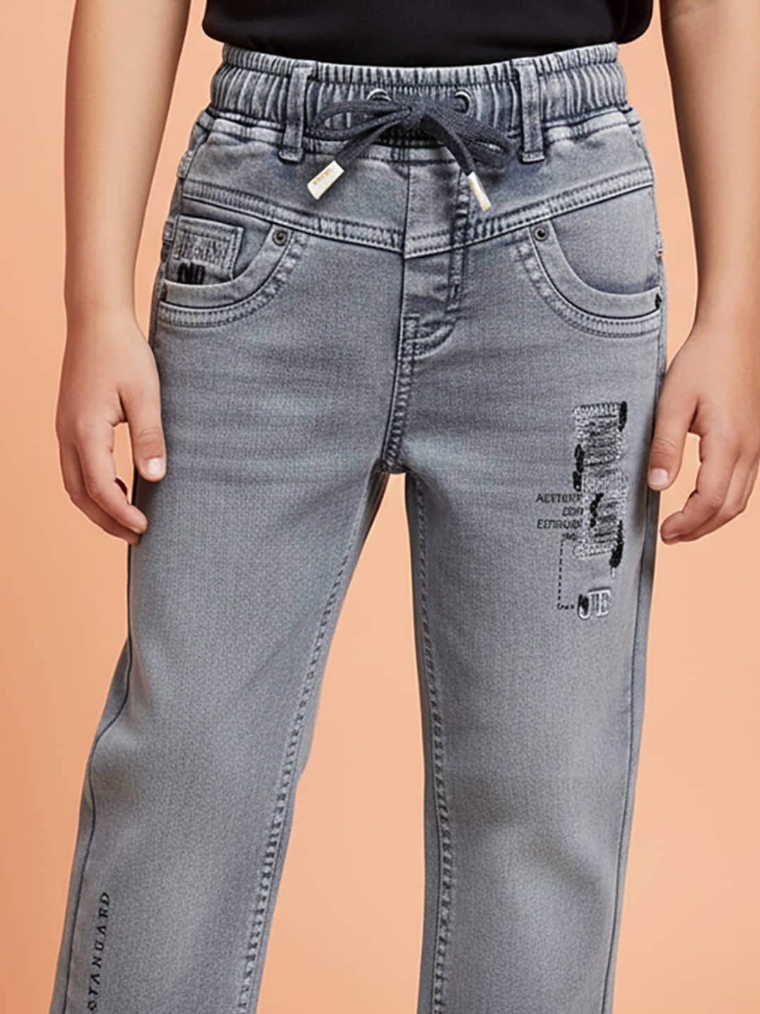 Pack of 1 Boys Cotton Blend Jeans ( Grey ) - Image 4
