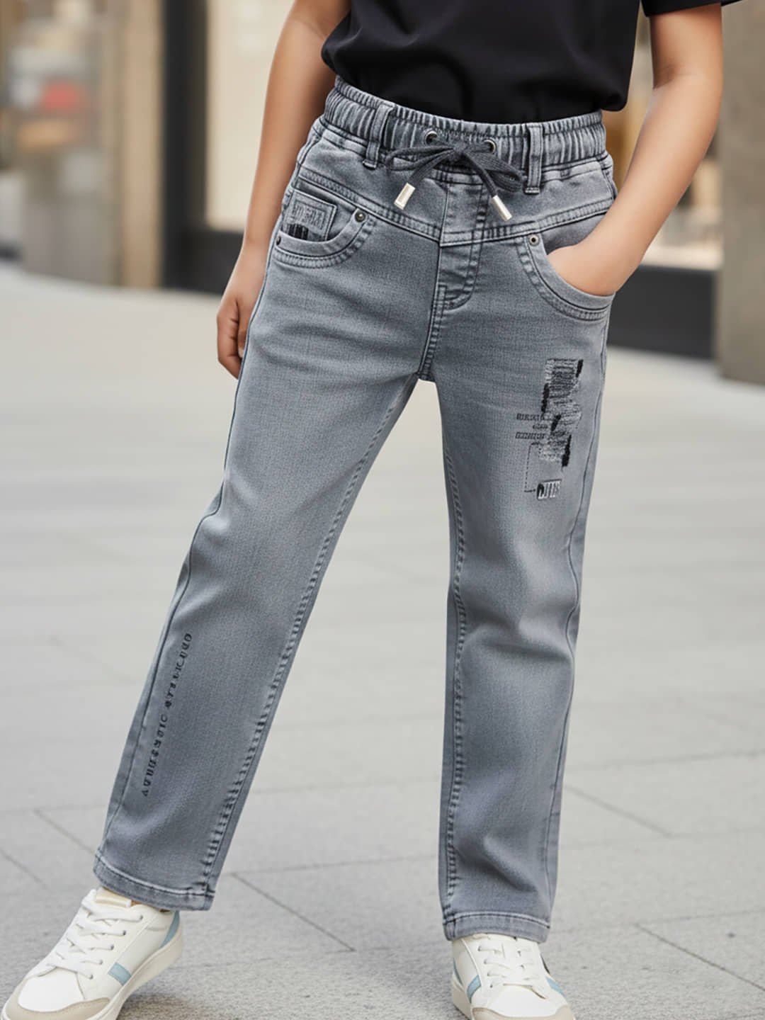 Pack of 1 Boys Cotton Blend Jeans ( Grey ) - Image 5