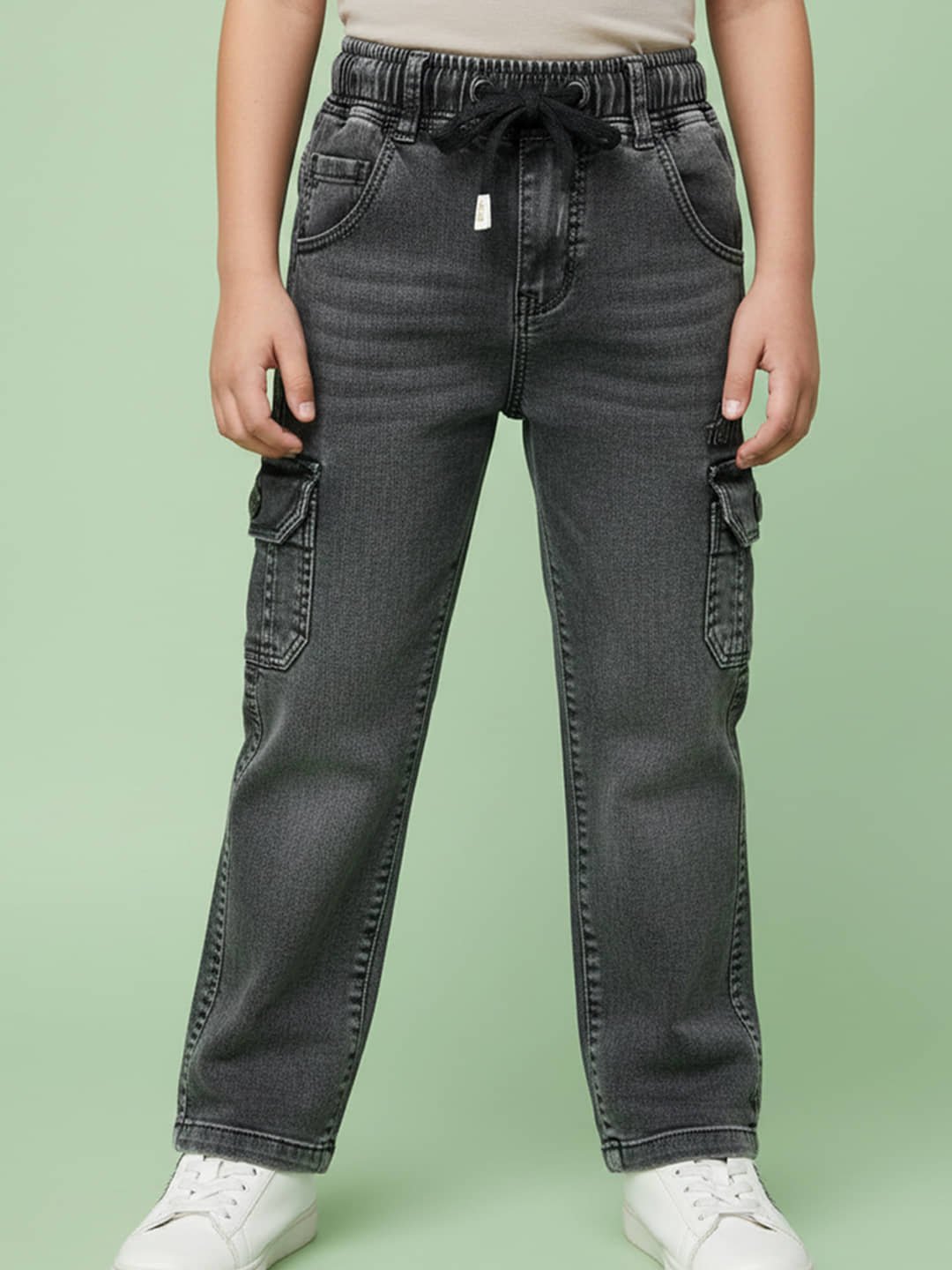 Pack of 1 Boys Cotton Blend Jeans ( Grey )