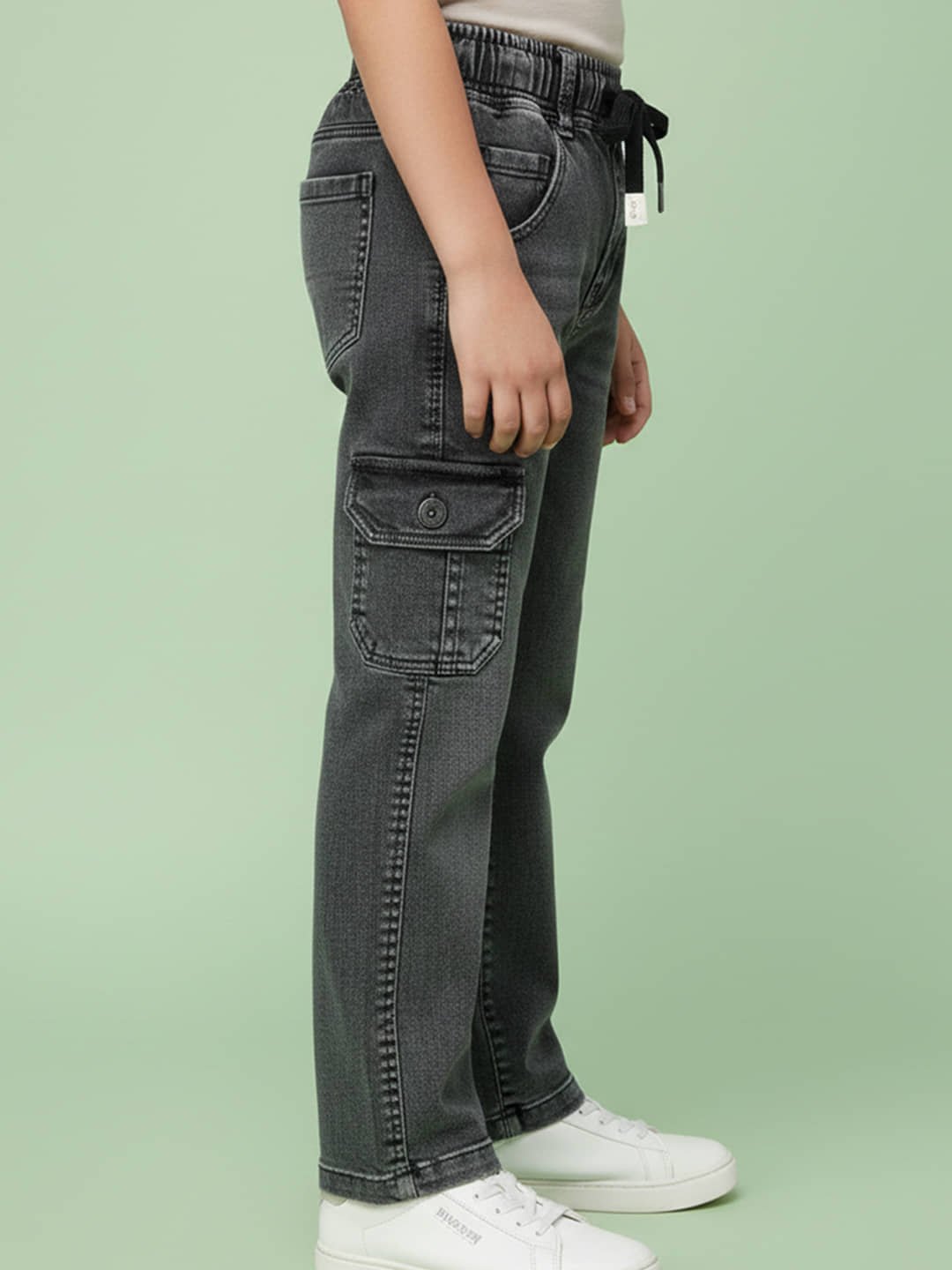 Pack of 1 Boys Cotton Blend Jeans ( Grey ) - Image 3