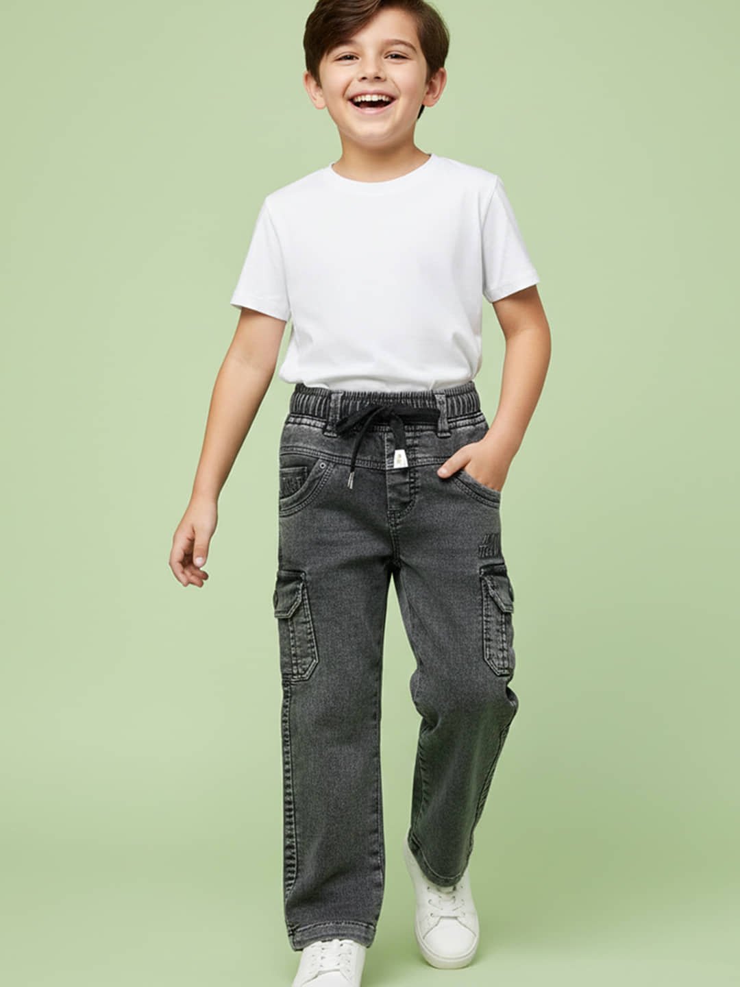 Pack of 1 Boys Cotton Blend Jeans ( Grey ) - Image 5