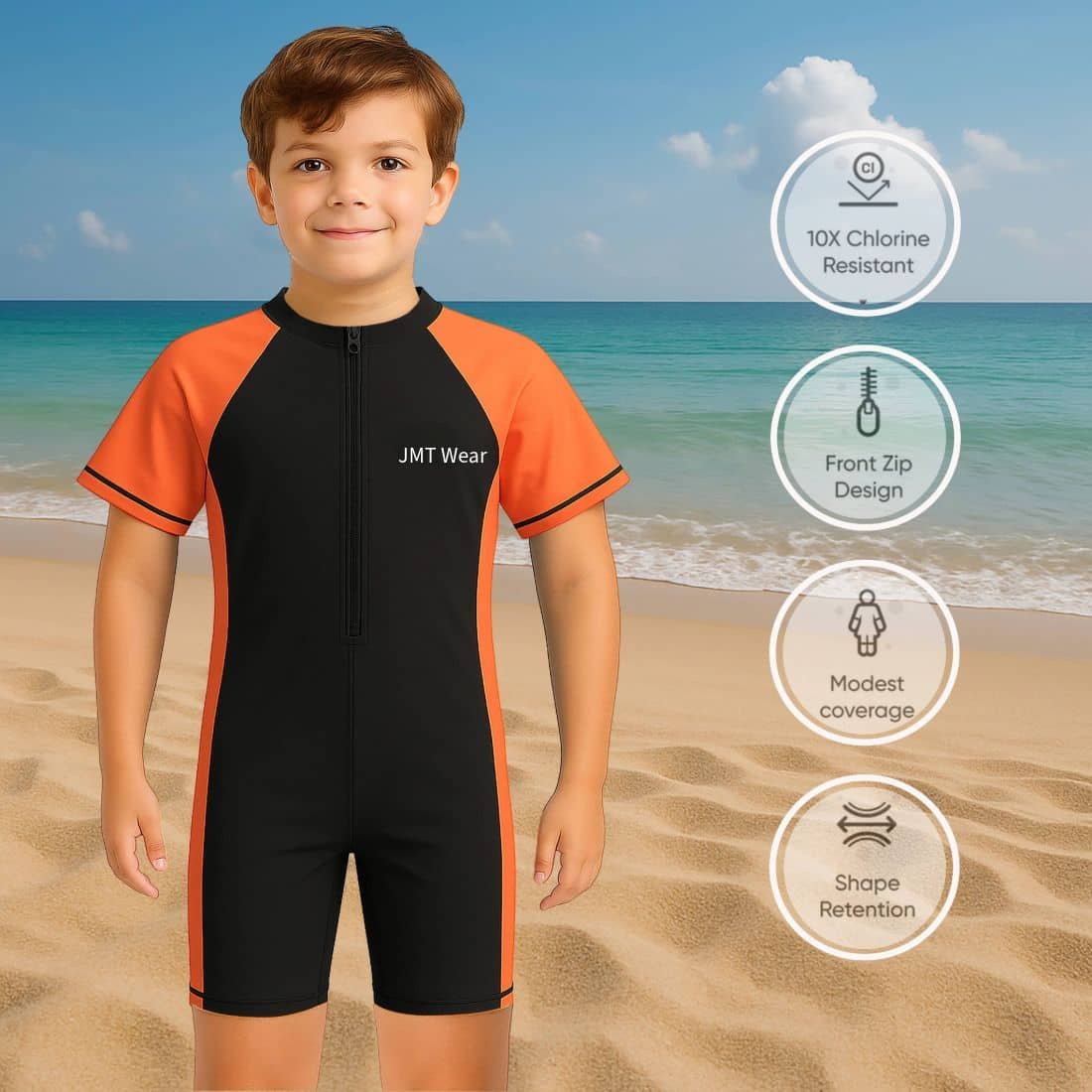 Lebami Boys Swimming Suit Sets ( Pack of 1 , Orange ) - Image 3
