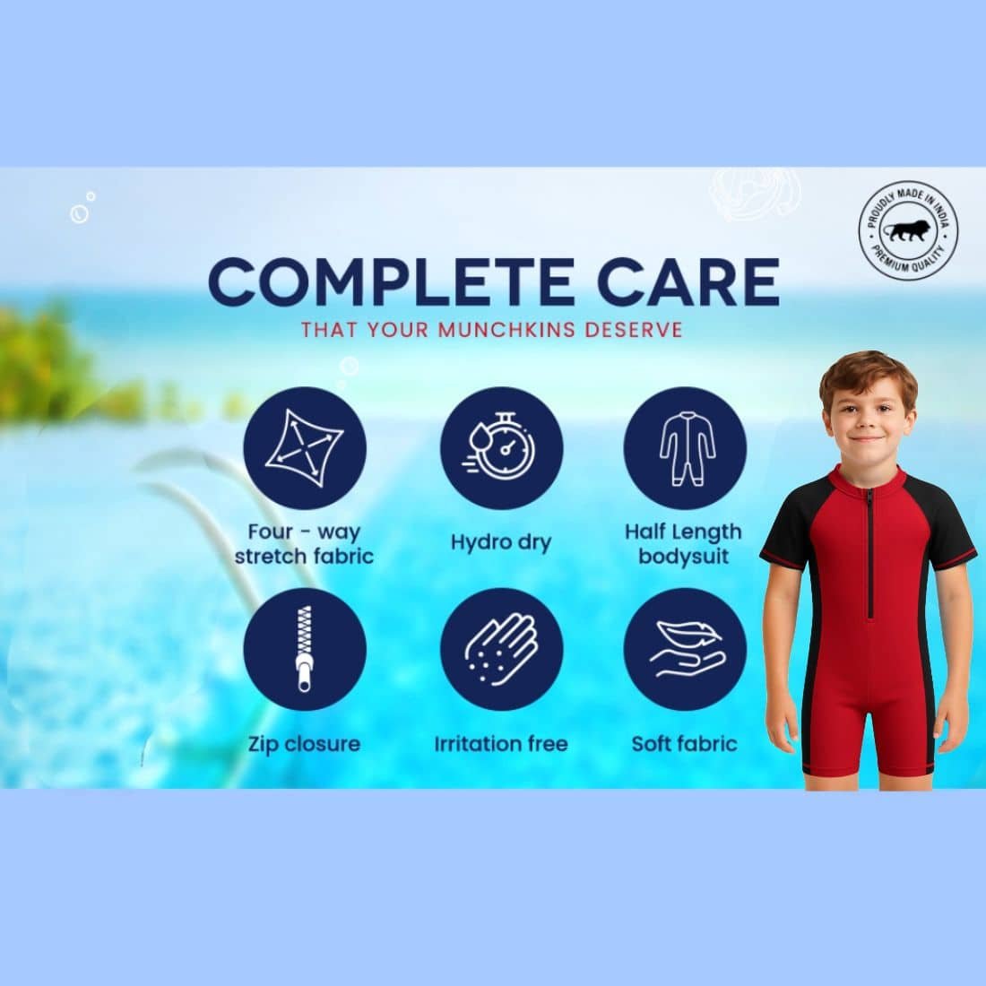 Lebami Boys Swimming Suit Sets ( Pack of 1 , Red ) - Image 2