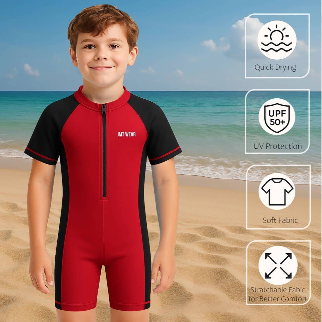 Lebami Boys Swimming Suit Sets ( Pack of 1 , Red ) - Image 3