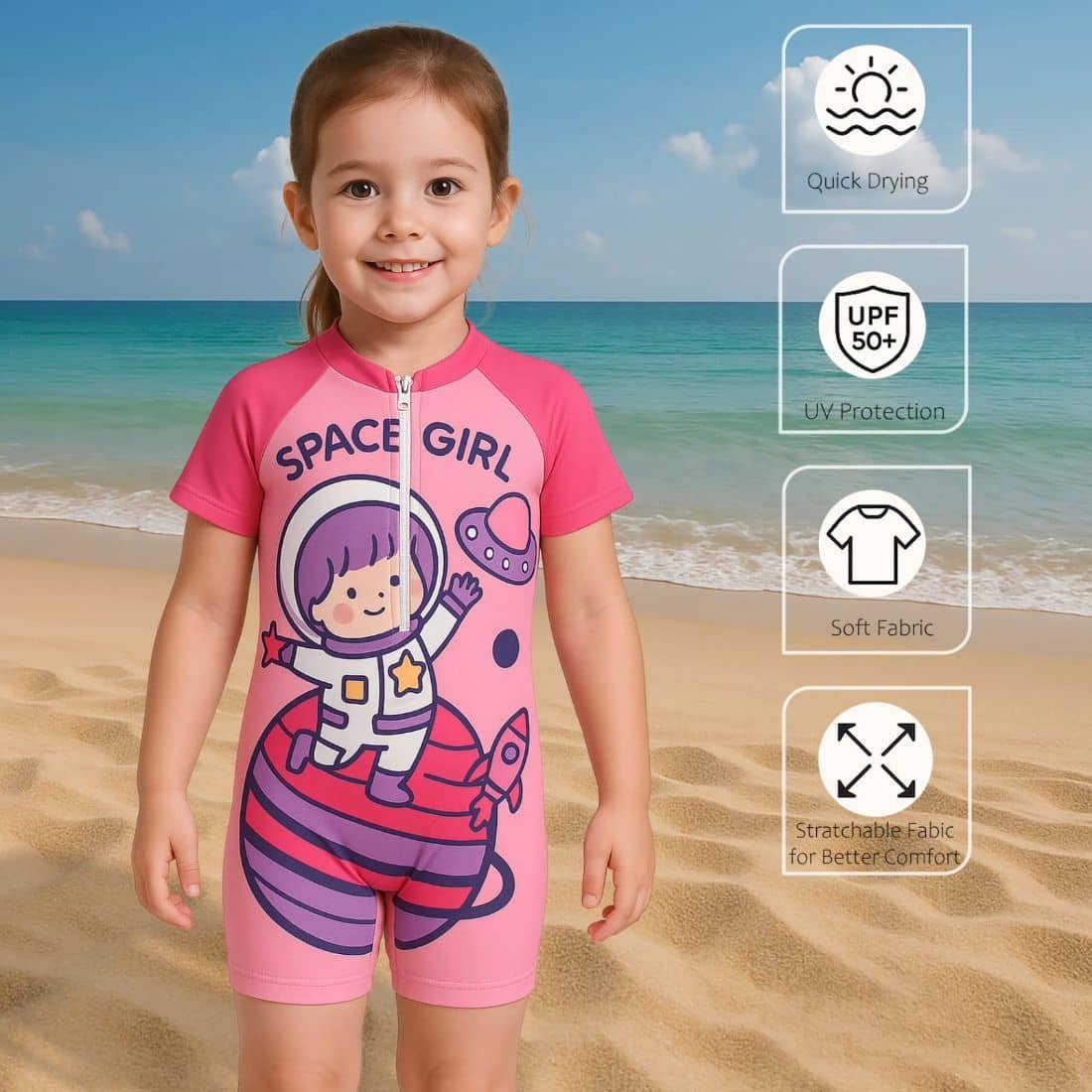 Lebami Girls Body Suits ( Pack of 1 , Pink ) - Image 4
