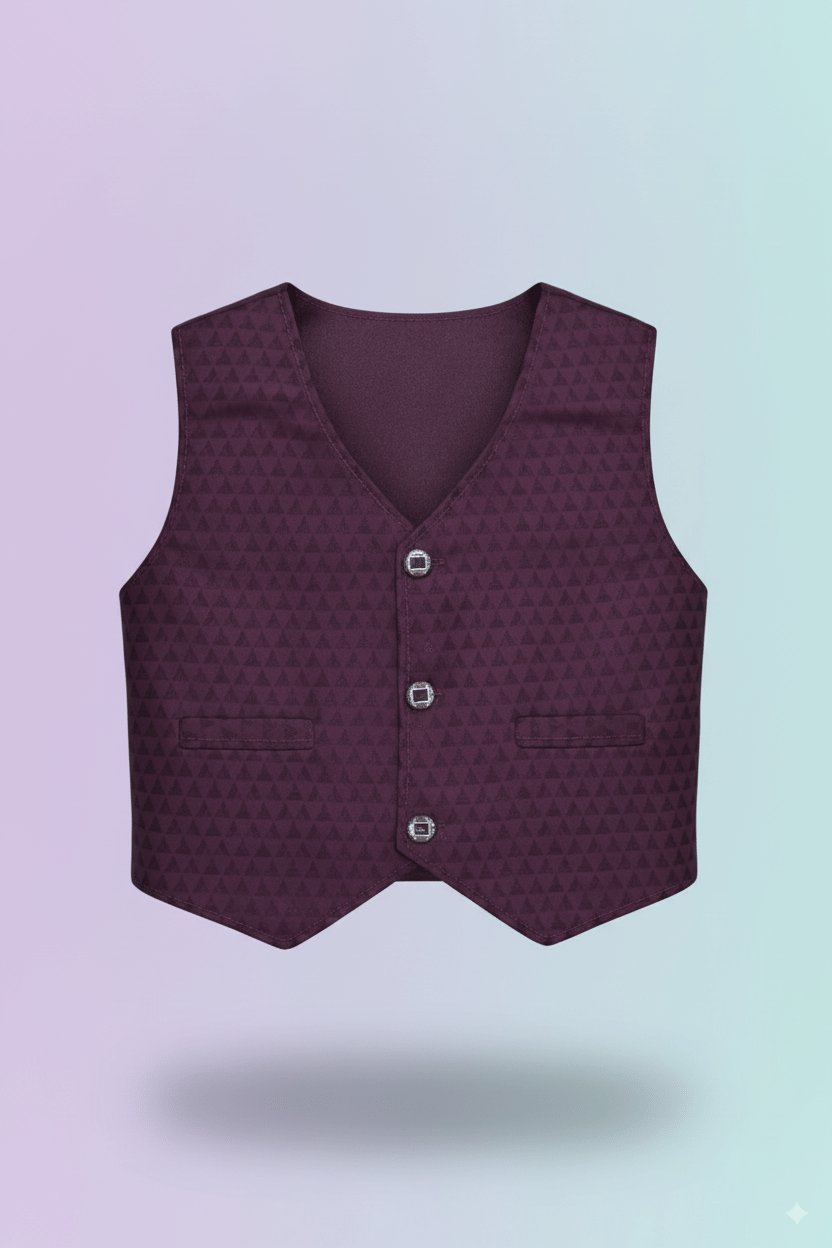 Baby Boys Cotton Waistcoat ( Pack of 1 , Maroon ) - Image 3