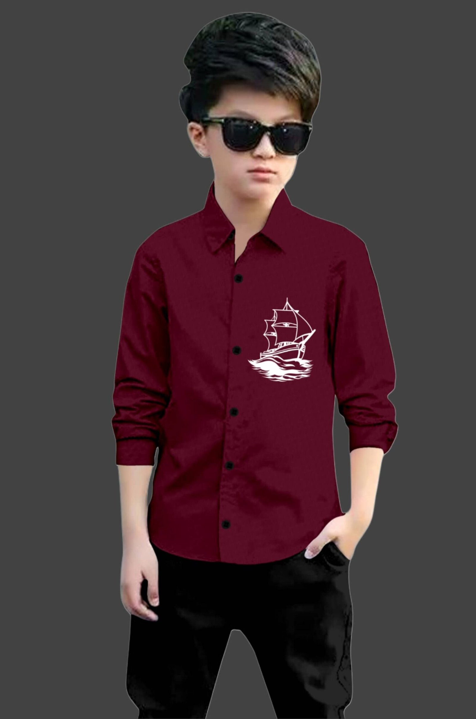 Pack of 1 Baby Boys Cotton Blend Full Sleeves Shirt ( Maroon )