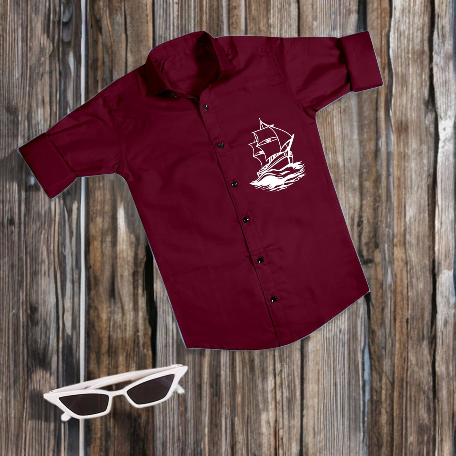 Pack of 1 Baby Boys Cotton Blend Full Sleeves Shirt ( Maroon ) - Image 5