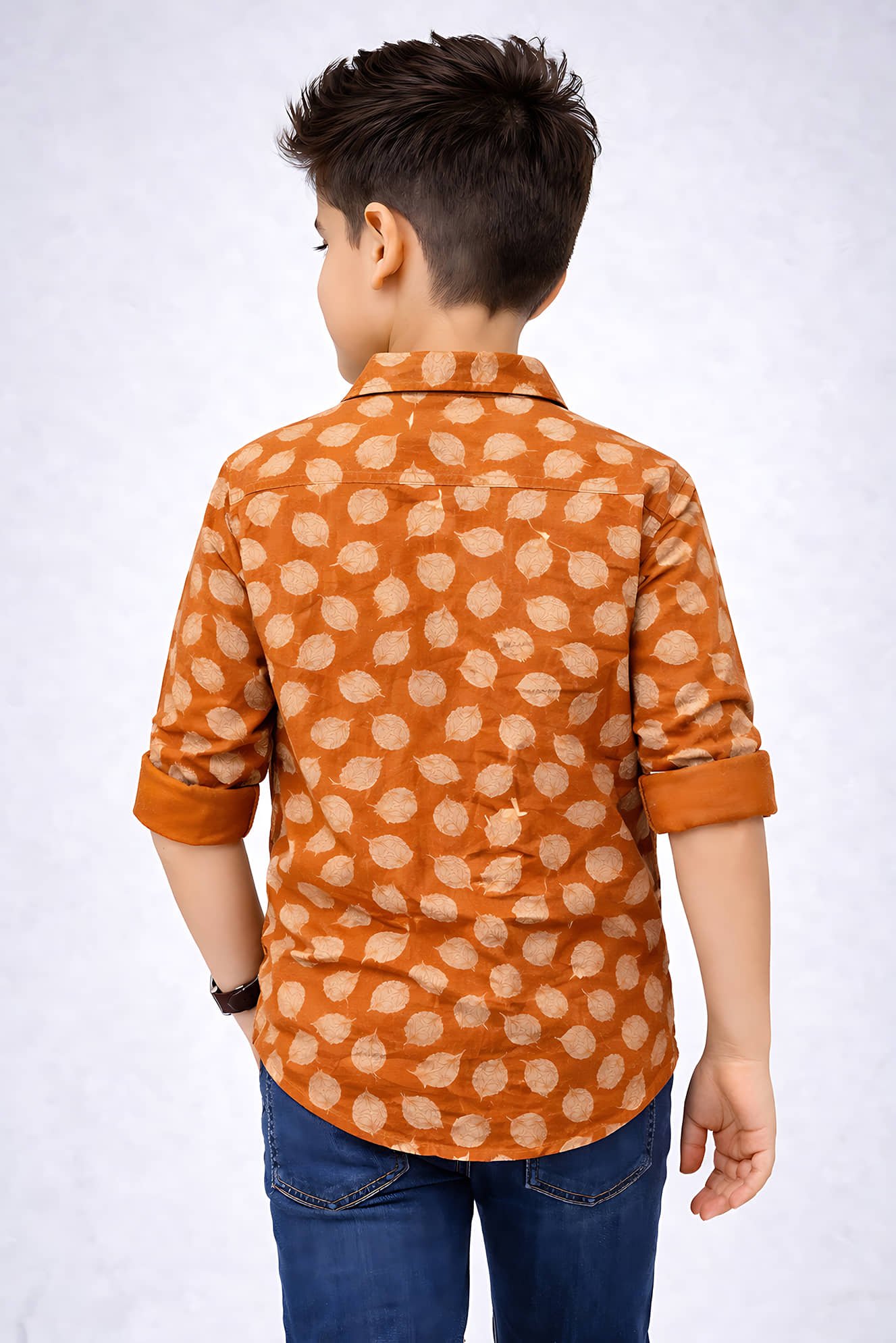 Pack of 1 Boys 100% Cotton Full Sleeves Shirt ( Golden Brown ) - Image 2