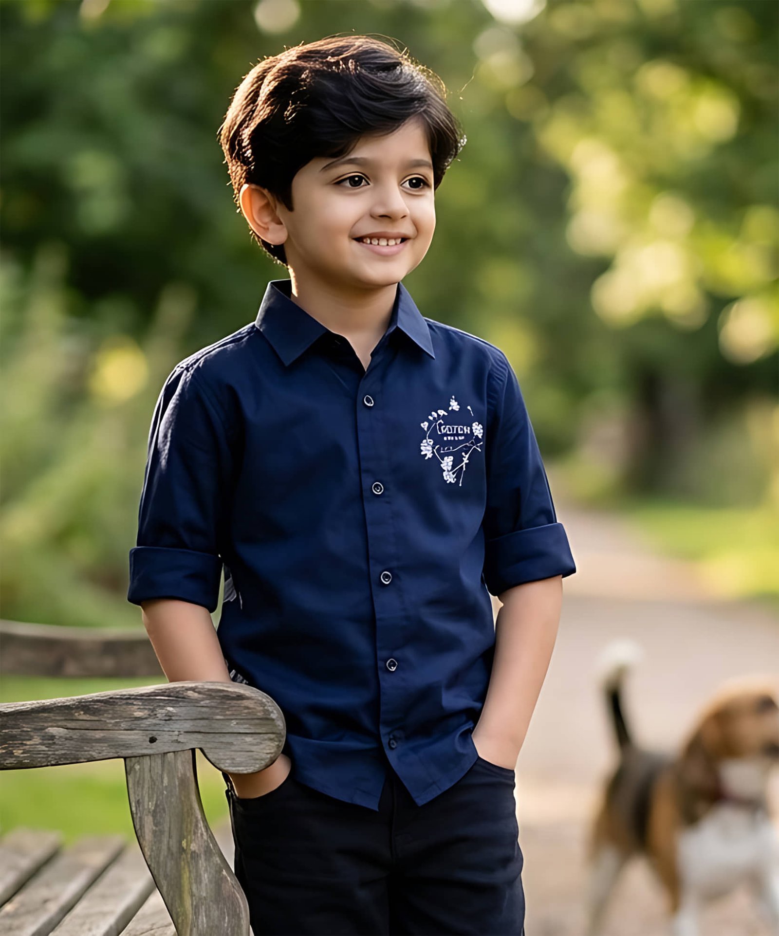 Pack of 1 Boys 100% Cotton Full Sleeves Shirt ( Navy Blue )