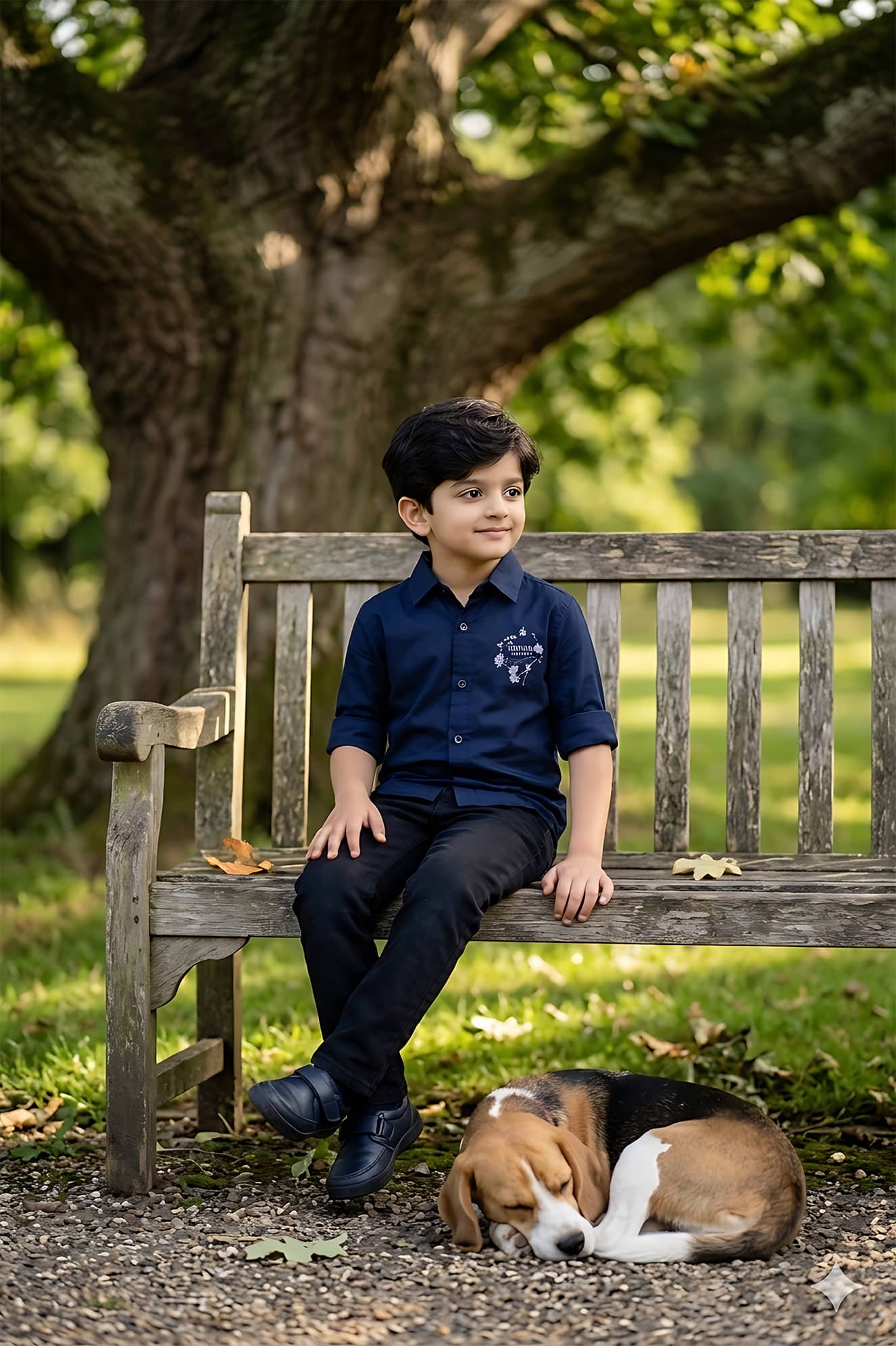 Pack of 1 Boys 100% Cotton Full Sleeves Shirt ( Navy Blue ) - Image 5