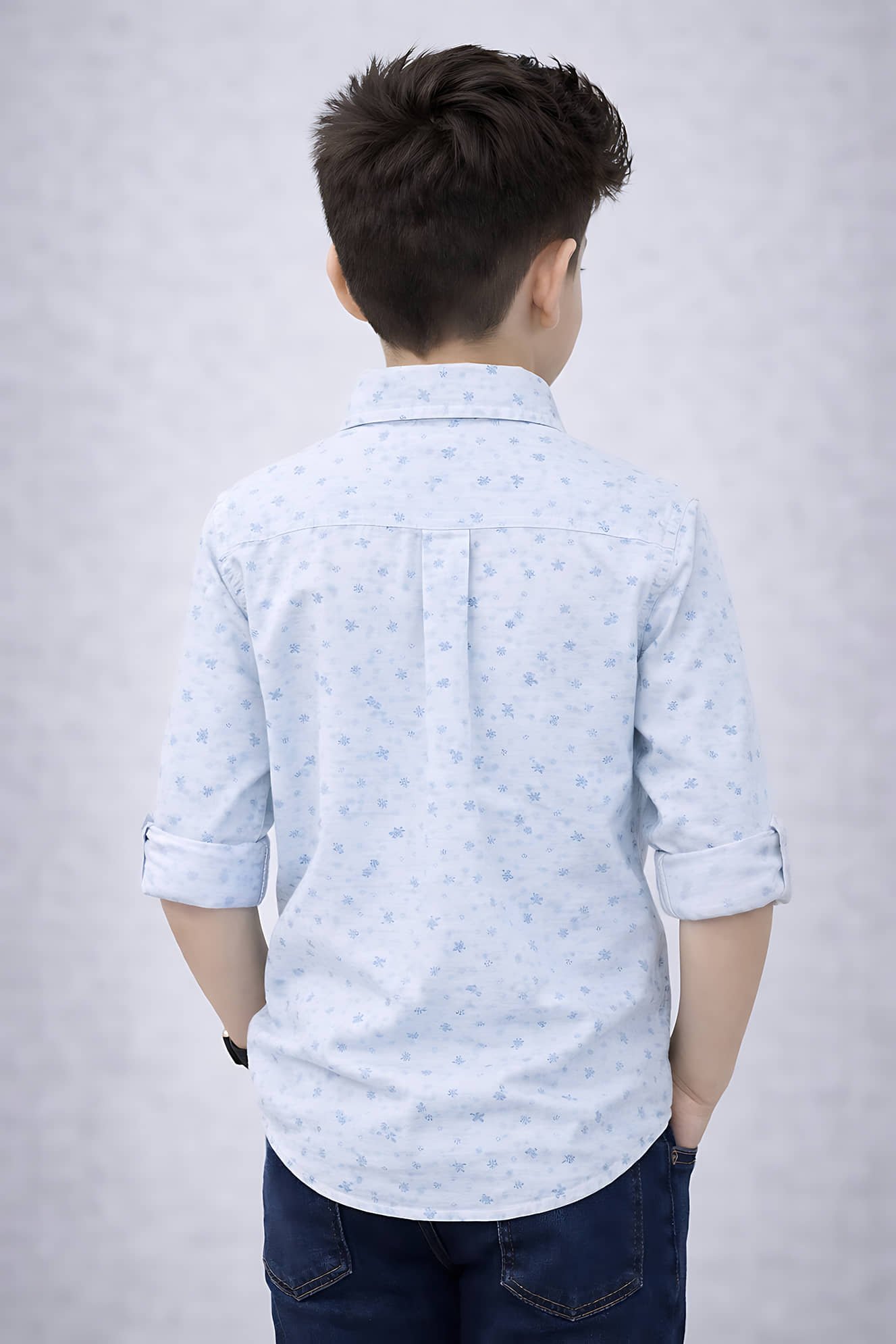 Pack of 1 Boys Cotton Blend Full Sleeves Shirt ( Sky Blue ) - Image 2