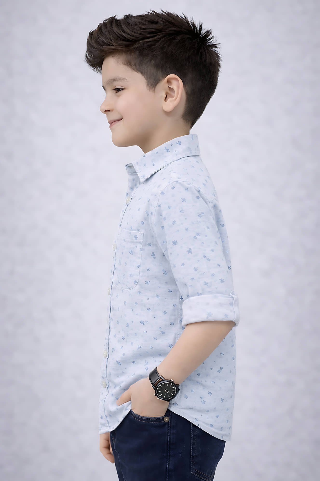 Pack of 1 Boys Cotton Blend Full Sleeves Shirt ( Sky Blue ) - Image 3