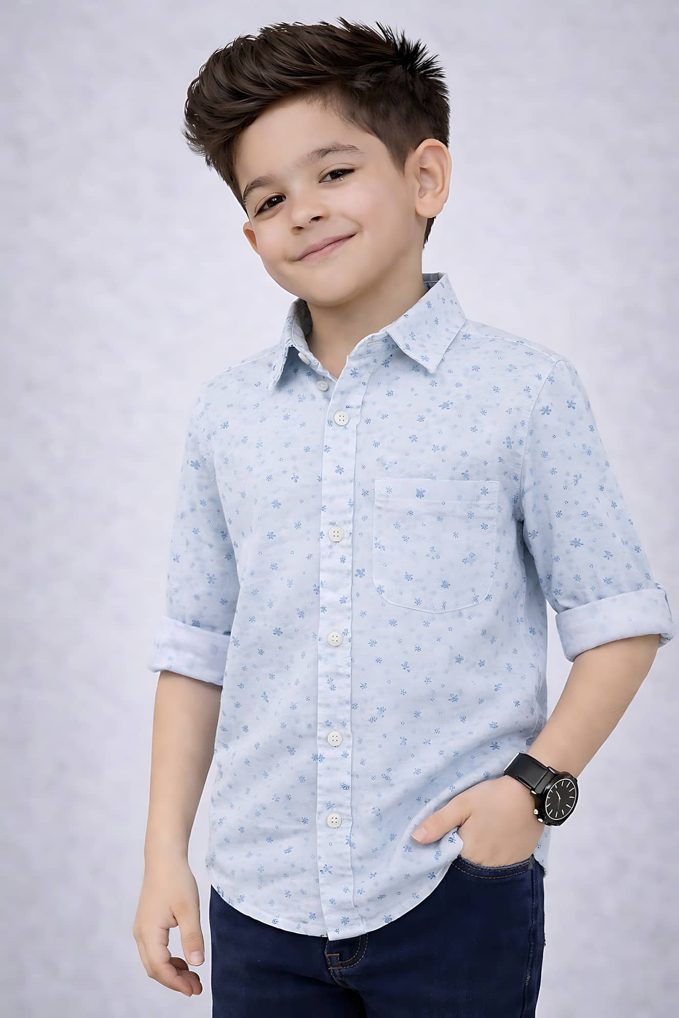 Pack of 1 Boys Cotton Blend Full Sleeves Shirt ( Sky Blue ) - Image 4