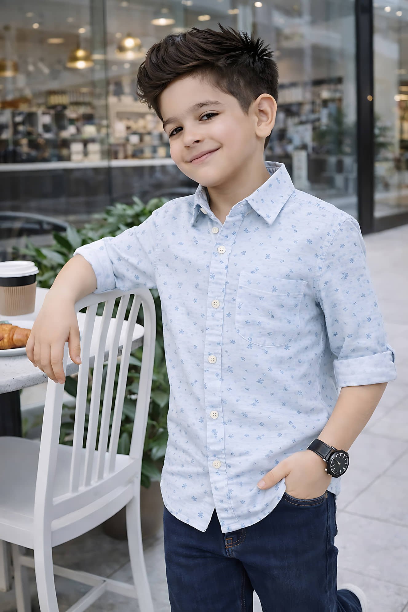 Pack of 1 Boys Cotton Blend Full Sleeves Shirt ( Sky Blue ) - Image 5