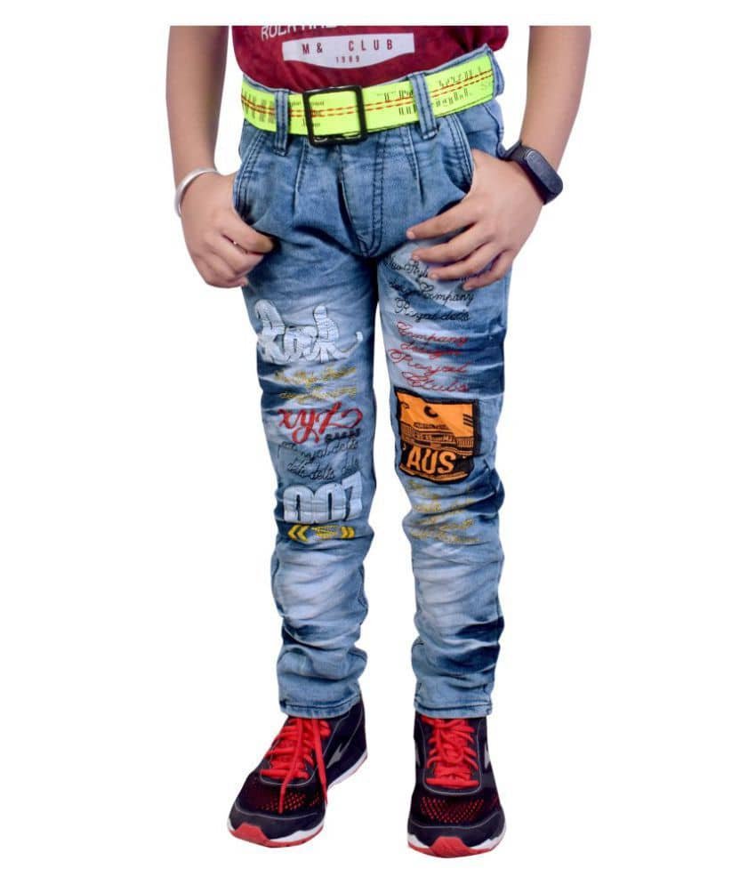 Kundan Pack of 1 Boys Cotton Blend Jeans ( Blue )